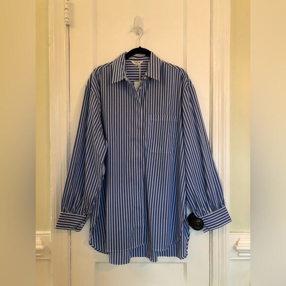 NWT NEW Thakoon Oversized Blue Striped Button Down Top - Picture 4 of 9
